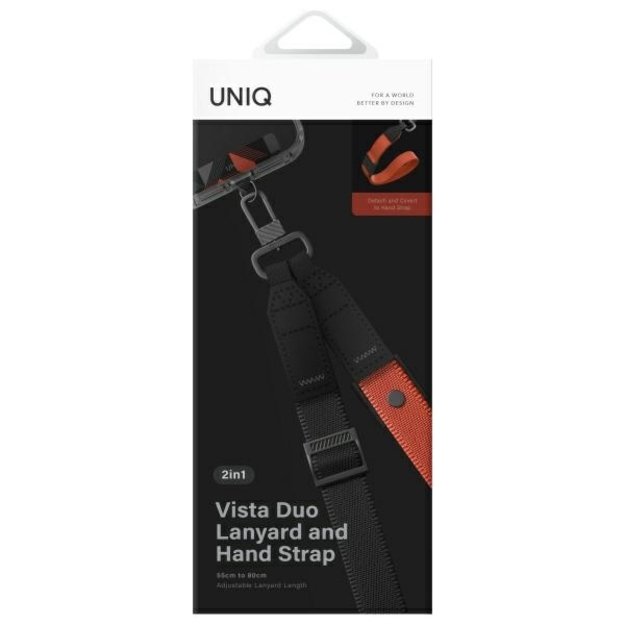 Uniq Vista 2-in-1 phone lanyard - black and orange 3