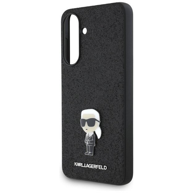 Karl Lagerfeld Fixed Glitter Ikonik Logo Metal Pin Case for Samsung Galaxy A56 - Black 4