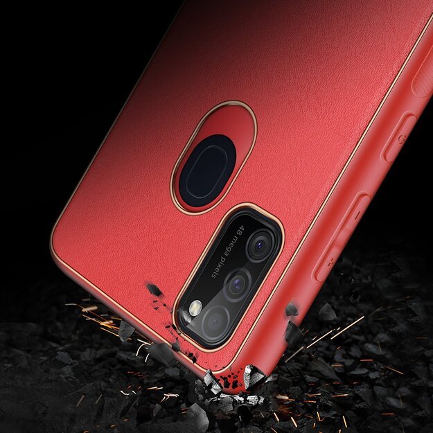 Dux Ducis Yolo elegant case made of soft TPU and PU leather for Samsung Galaxy M30s red 3
