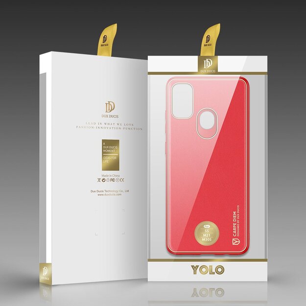 Dux Ducis Yolo elegant case made of soft TPU and PU leather for Samsung Galaxy M30s red 23