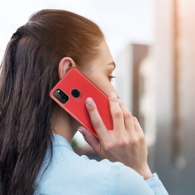 Dux Ducis Yolo elegant case made of soft TPU and PU leather for Samsung Galaxy M30s red 4