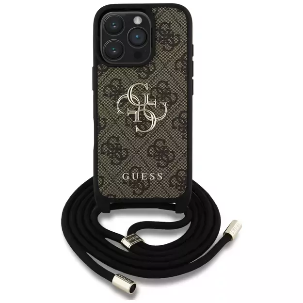 Guess 4G Big Logo Cord Stap Crossbody Case for iPhone 16 Pro Brown 7