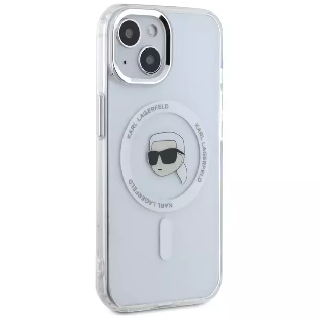 Karl Lagerfeld IML Metal Karl Head MagSafe Case for iPhone 15 Plus White 10