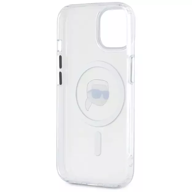 Karl Lagerfeld IML Metal Karl Head MagSafe Case for iPhone 15 Plus White 13