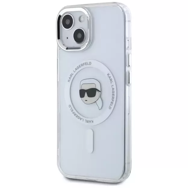 Karl Lagerfeld IML Metal Karl Head MagSafe Case for iPhone 15 Plus White 8