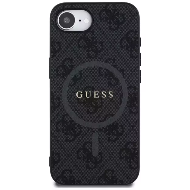 Guess PU Leather 4G Colored Ring Case with MagSafe for iPhone 16e - Black 9