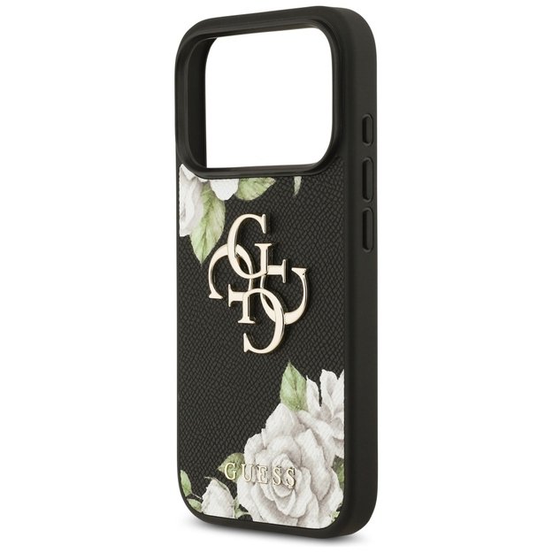 Guess Grained Roses &amp  Big 4G Logo iPhone 17 Pro Case - Black 5