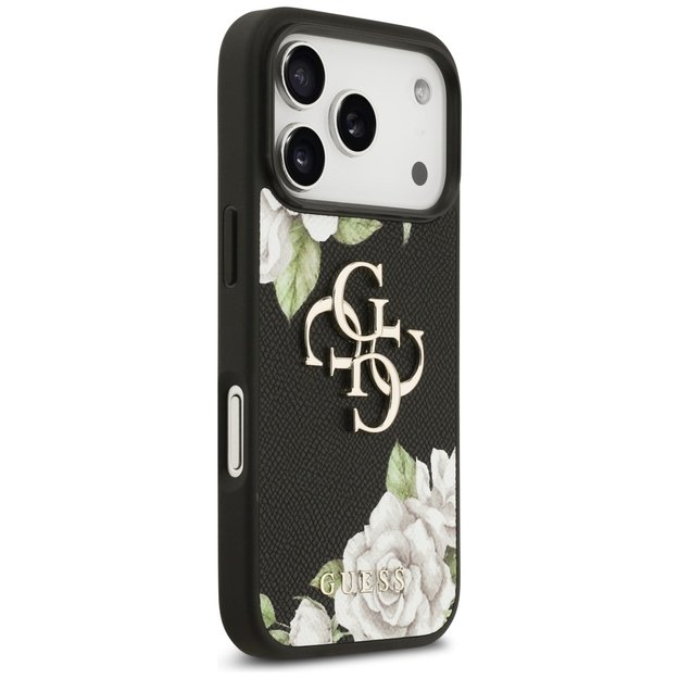 Guess Grained Roses &amp  Big 4G Logo iPhone 17 Pro Case - Black 3
