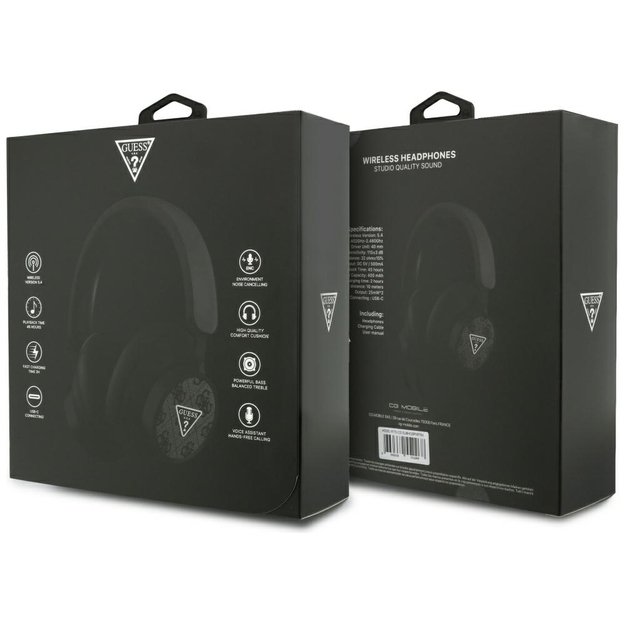 Guess 4G Triangle Logo Bluetooth Over-Ear Headphones - Black 6