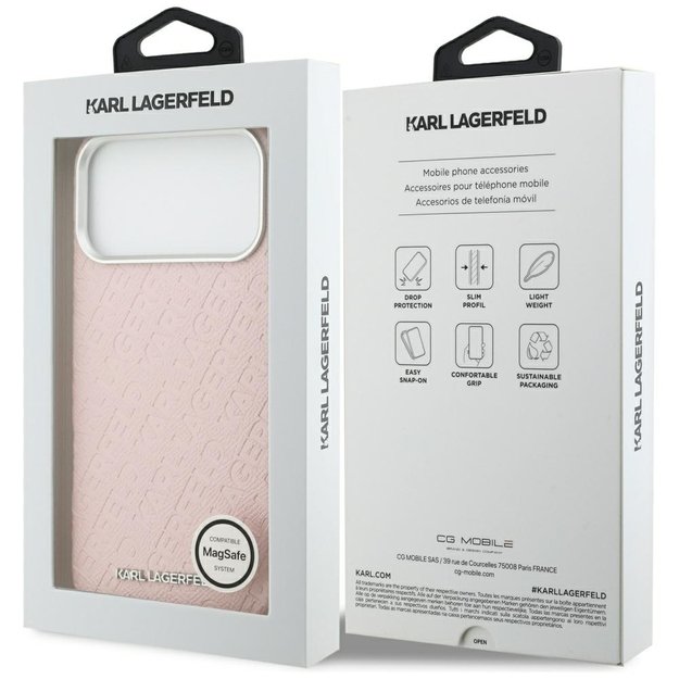 Karl Lagerfeld FW Stamped Karl MagSafe Case for iPhone 17 Pro Max - Pink 7