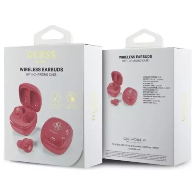Guess Bluetooth headphones GUTWSJ144ESF TWS + docking station fuchsia/fuschia Iridescent 4G Printed Logo 10