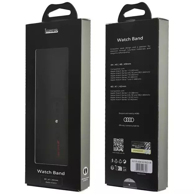 Audi Sport Red Logo Silicone Watch Strap for Apple Watch 40 / 41 / 42 mm - black 3