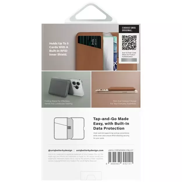 Uniq Lyden DS RFID Magnetic Wallet with Phone Stand - Brown 4