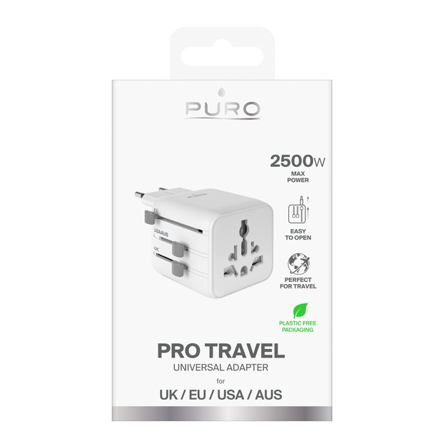 Puro Universal Travel Adapter - White 1