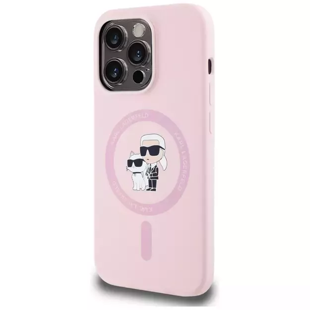 Karl Lagerfeld Silicone Karl&amp Choupette MagSafe iPhone 14 Pro Case - Pink 1