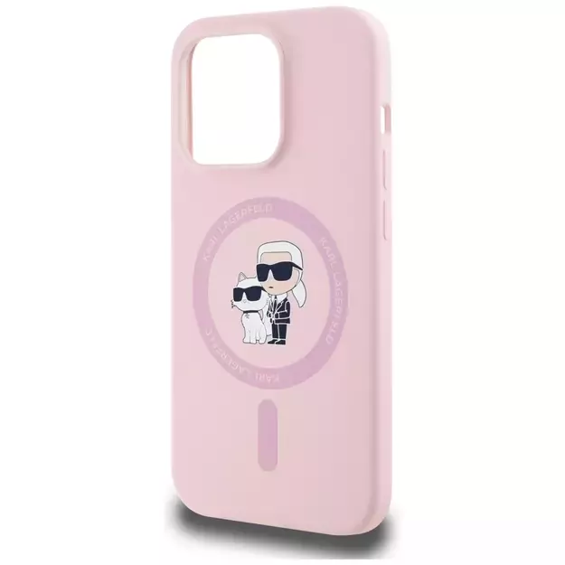 Karl Lagerfeld Silicone Karl&amp Choupette MagSafe iPhone 14 Pro Case - Pink 14