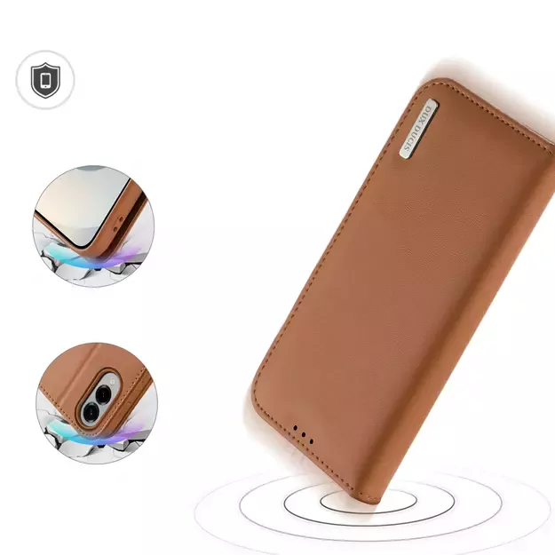 Dux Ducis Hivo Samsung Galaxy S25 Edge Case with Flip and RFID Protection - Brown 3