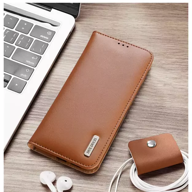 Dux Ducis Hivo Samsung Galaxy S25 Edge Case with Flip and RFID Protection - Brown 8