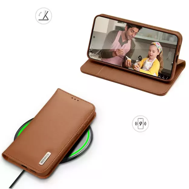 Dux Ducis Hivo Samsung Galaxy S25 Edge Case with Flip and RFID Protection - Brown 5
