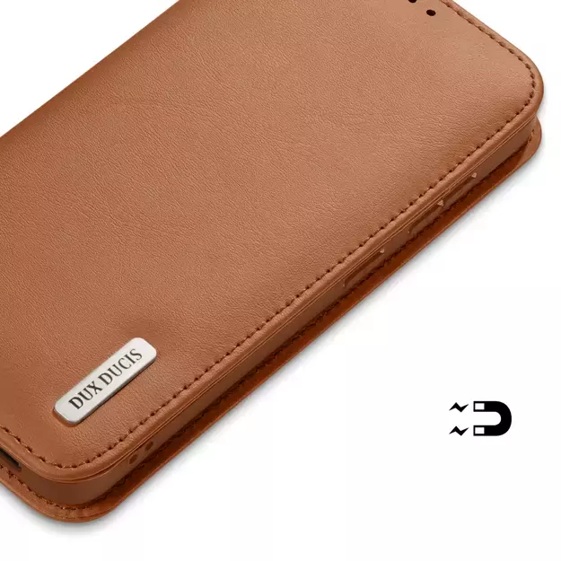 Dux Ducis Hivo Samsung Galaxy S25 Edge Case with Flip and RFID Protection - Brown 4
