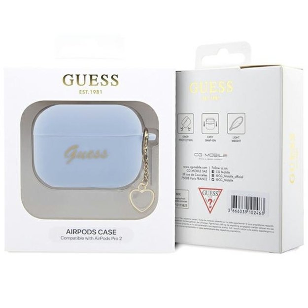 Guess GUAP2LSCHSB AirPods Pro 2 cover blue/blue Silicone Charm Heart Collection 6