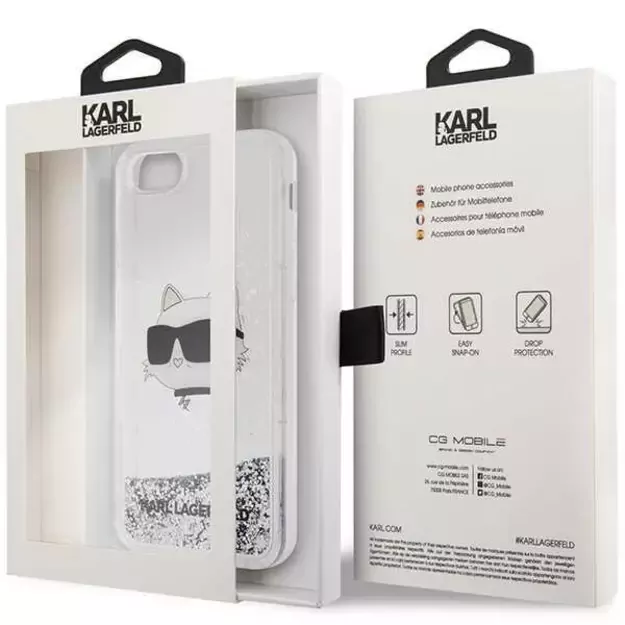 Karl Lagerfeld KLHCI8LNHCCS iPhone 7/8/ SE 2020/2022 silver/silver hardcase Glitter Choupette Head 7