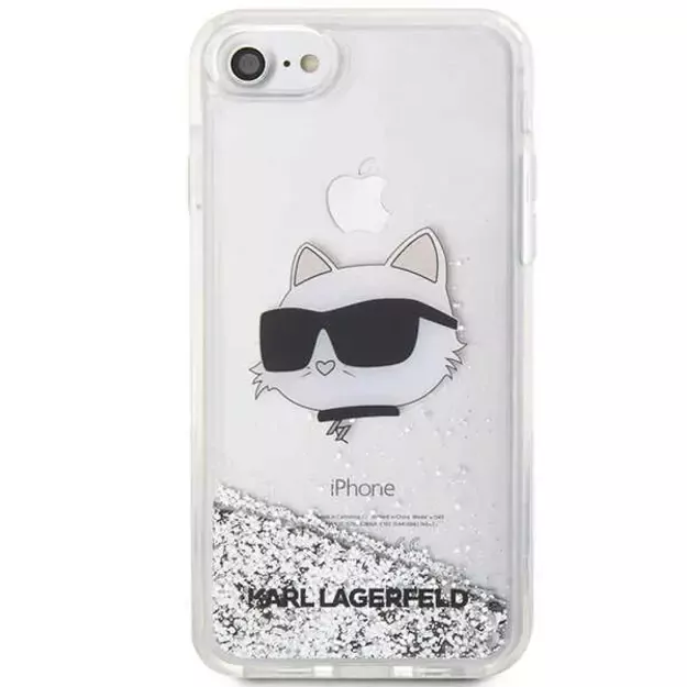 Karl Lagerfeld KLHCI8LNHCCS iPhone 7/8/ SE 2020/2022 silver/silver hardcase Glitter Choupette Head 2
