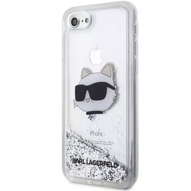 Karl Lagerfeld KLHCI8LNHCCS iPhone 7/8/ SE 2020/2022 silver/silver hardcase Glitter Choupette Head 1