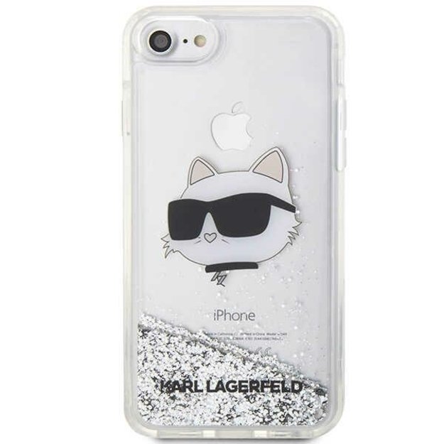 Karl Lagerfeld KLHCI8LNHCCS iPhone 7/8/ SE 2020/2022 silver/silver hardcase Glitter Choupette Head 9