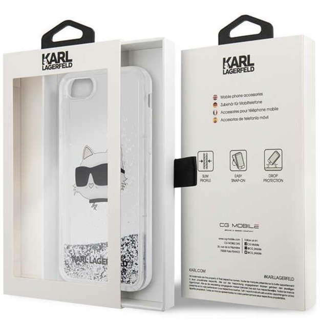 Karl Lagerfeld KLHCI8LNHCCS iPhone 7/8/ SE 2020/2022 silver/silver hardcase Glitter Choupette Head 14