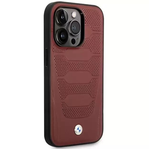 Case BMW BMHMP14L22RPSR iPhone 14 Pro 6.1&quot  Burgundy/burgundy Leather Seats Pattern MagSafe 3