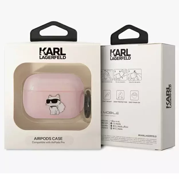 Karl Lagerfeld KLAPHNCHTCP Airpods Pro cover pink/pink Ikonik Choupette 2
