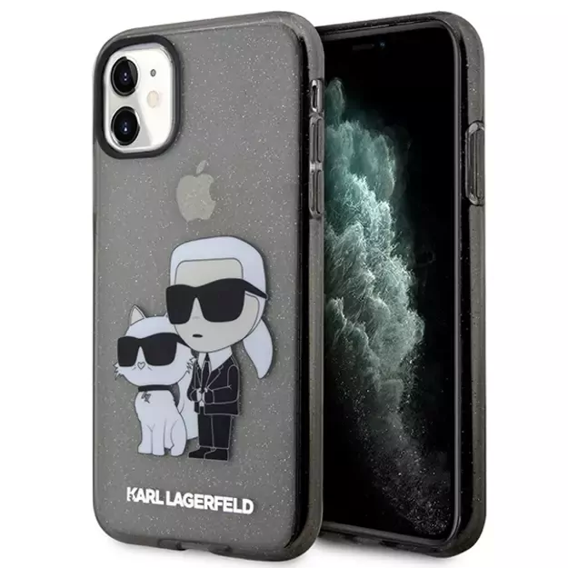 Karl Lagerfeld KLHCN61HNKCTGK iPhone 11 / Xr 6.1&quot  black/black hardcase Gliter Karl&amp Choupette