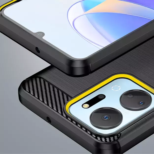 Carbon Case case for Honor Play 40 Plus / Honor X7a flexible silicone carbon cover black 5