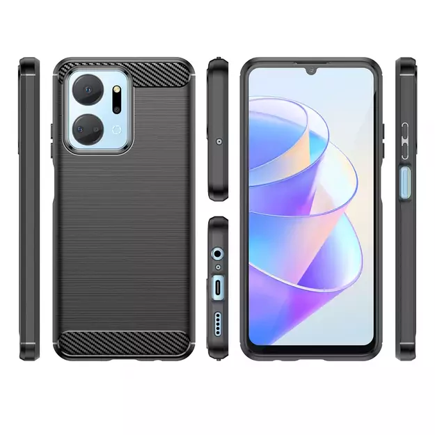 Carbon Case case for Honor Play 40 Plus / Honor X7a flexible silicone carbon cover black 1