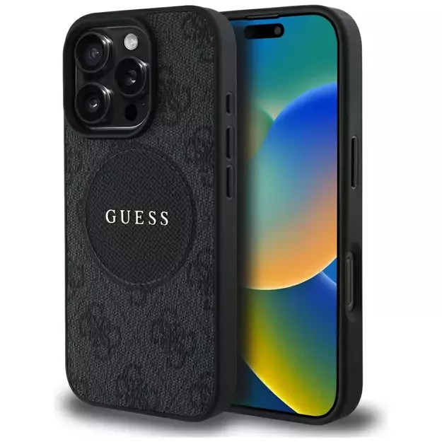 Guess 4G Circle Classic Logo MagSafe case for iPhone 16 Pro - black