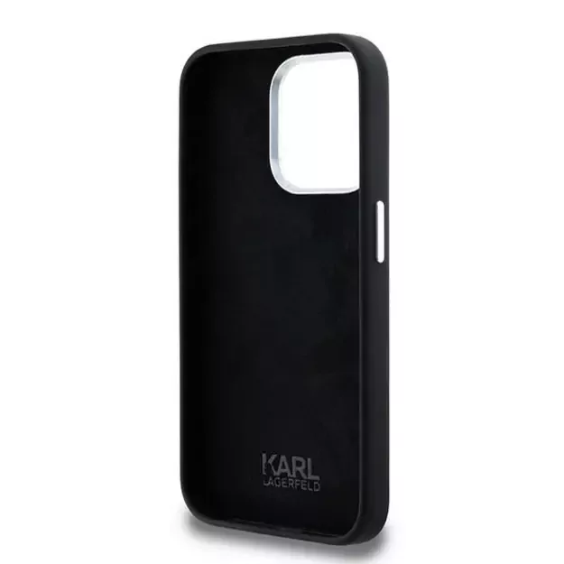 Karl Lagerfeld Silicone Metal Script Logo iPhone 15 Pro Max Case - Black 13