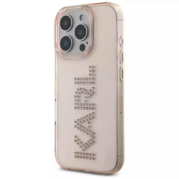Karl Lagerfeld IML Rhinestones Logo iPhone 16 Pro Max Case - Pink 1