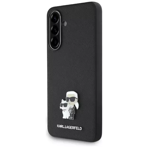 Karl Lagerfeld Saffiano Case w/ K&amp C Metal Logo for Samsung Galaxy A56 - Black