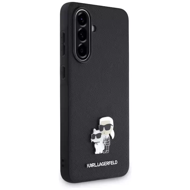 Karl Lagerfeld Saffiano Case w/ K&amp C Metal Logo for Samsung Galaxy A56 - Black 2
