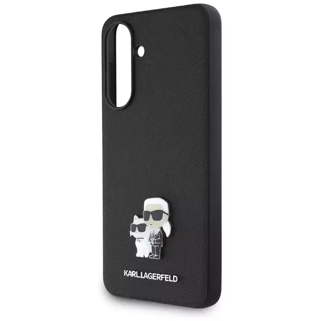 Karl Lagerfeld Saffiano Case w/ K&amp C Metal Logo for Samsung Galaxy A56 - Black 4