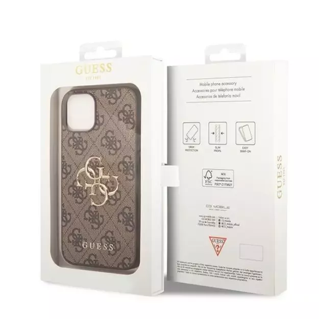 Guess GUHCP15S4GMGBR iPhone 15 6.1&quot  brown/brown hardcase 4G Big Metal Logo 14