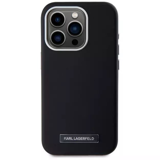 Karl Lagerfeld FW Metal Plate MagSafe iPhone 15 Pro Max Case - Black 9