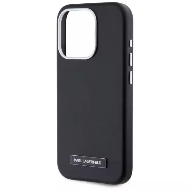 Karl Lagerfeld FW Metal Plate MagSafe iPhone 15 Pro Max Case - Black 12