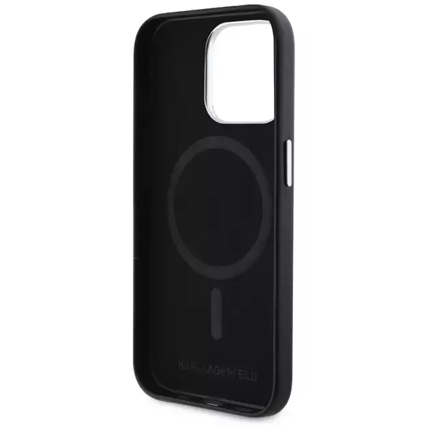 Karl Lagerfeld FW Metal Plate MagSafe iPhone 15 Pro Max Case - Black 13
