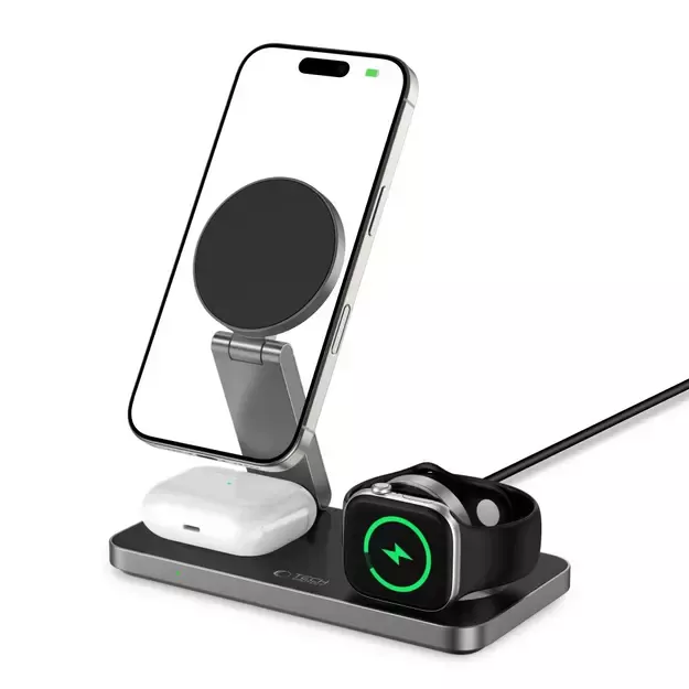 Tech-Protect QI15W-A47 MagSafe 3in1 Inductive Charger + USB-C Cable - Black 1