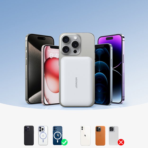 Powerbank Joyroom JR-W020 20W 10000mAh MagSafe + USB-C - USB-C cable 0.25m - white 1