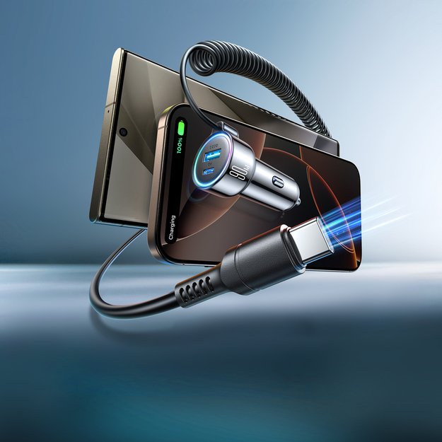 Joyroom JR-CL07 72W 3in1 Car Charger with 1.6m USB-C Cable &ndash; Black 8