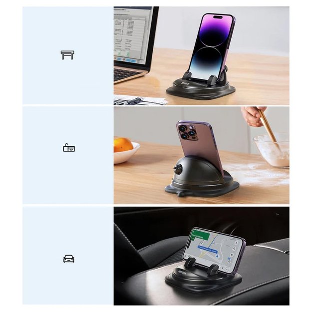 Joyroom JR-ZS354 phone holder with suction cup for car, office, home - black 5
