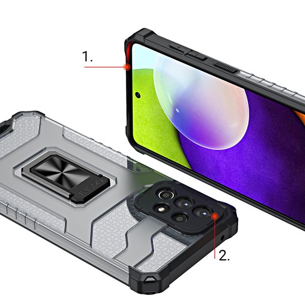 Crystal Ring Case Kickstand Tough Rugged Cover for Samsung Galaxy A72 4G blue 6